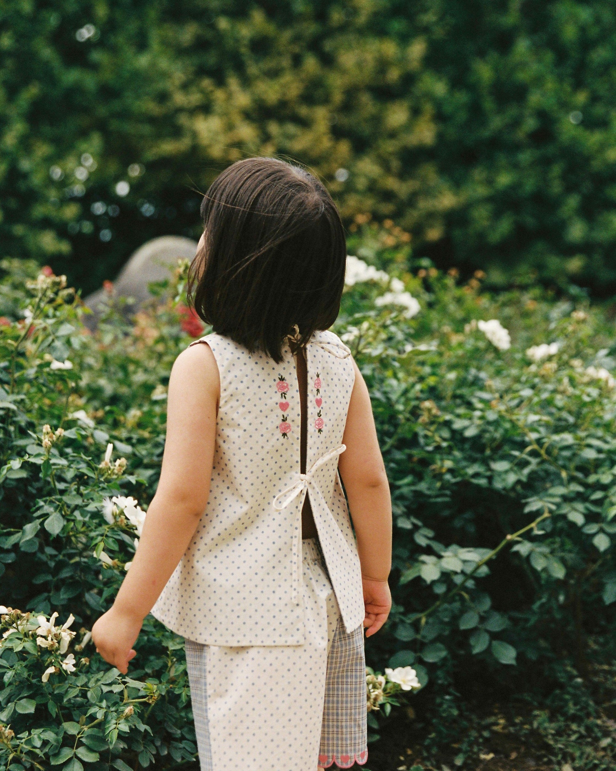 Della Top | Blue Check and Polka Dot