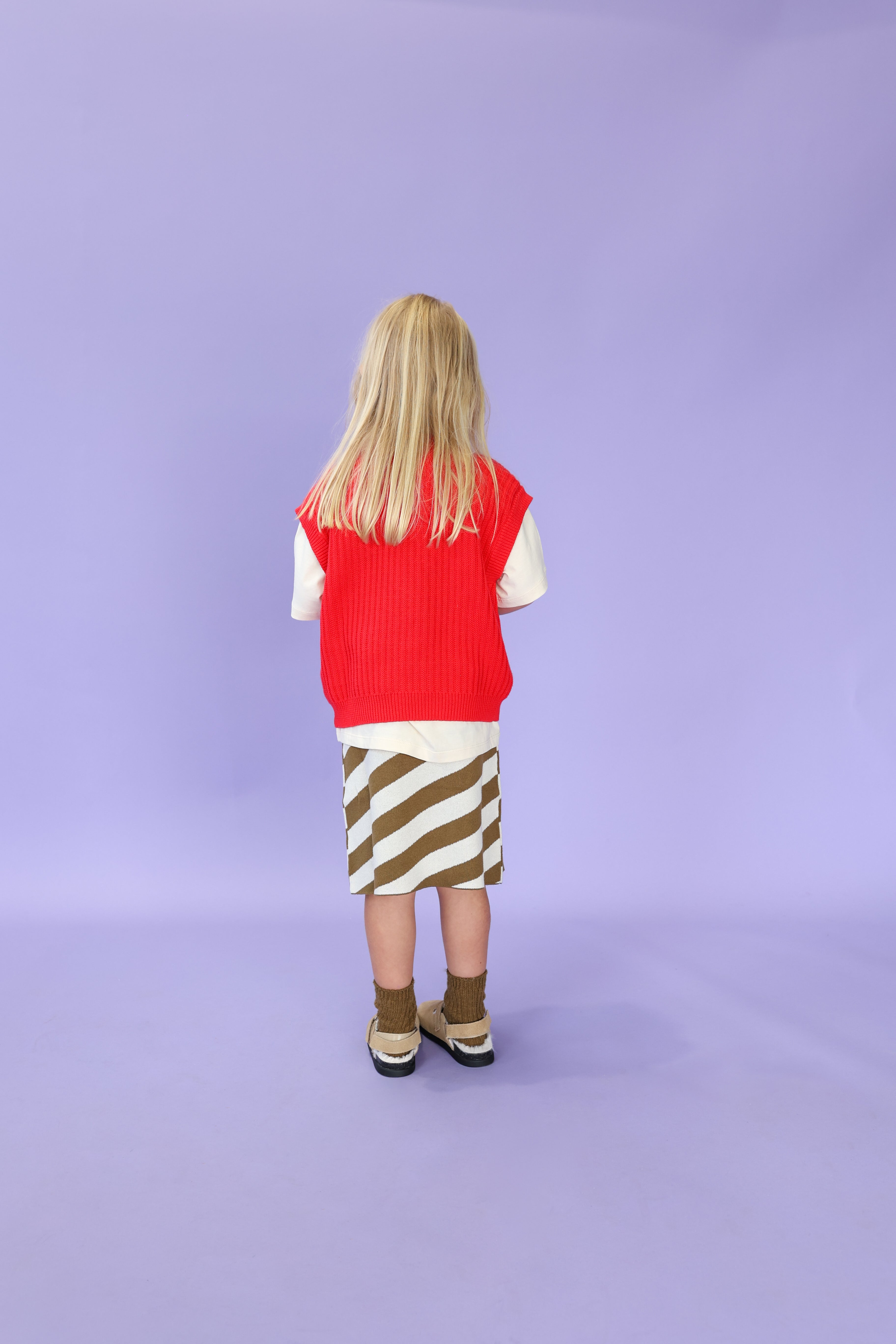 Chunky Rib V-Neck Vest | Flame