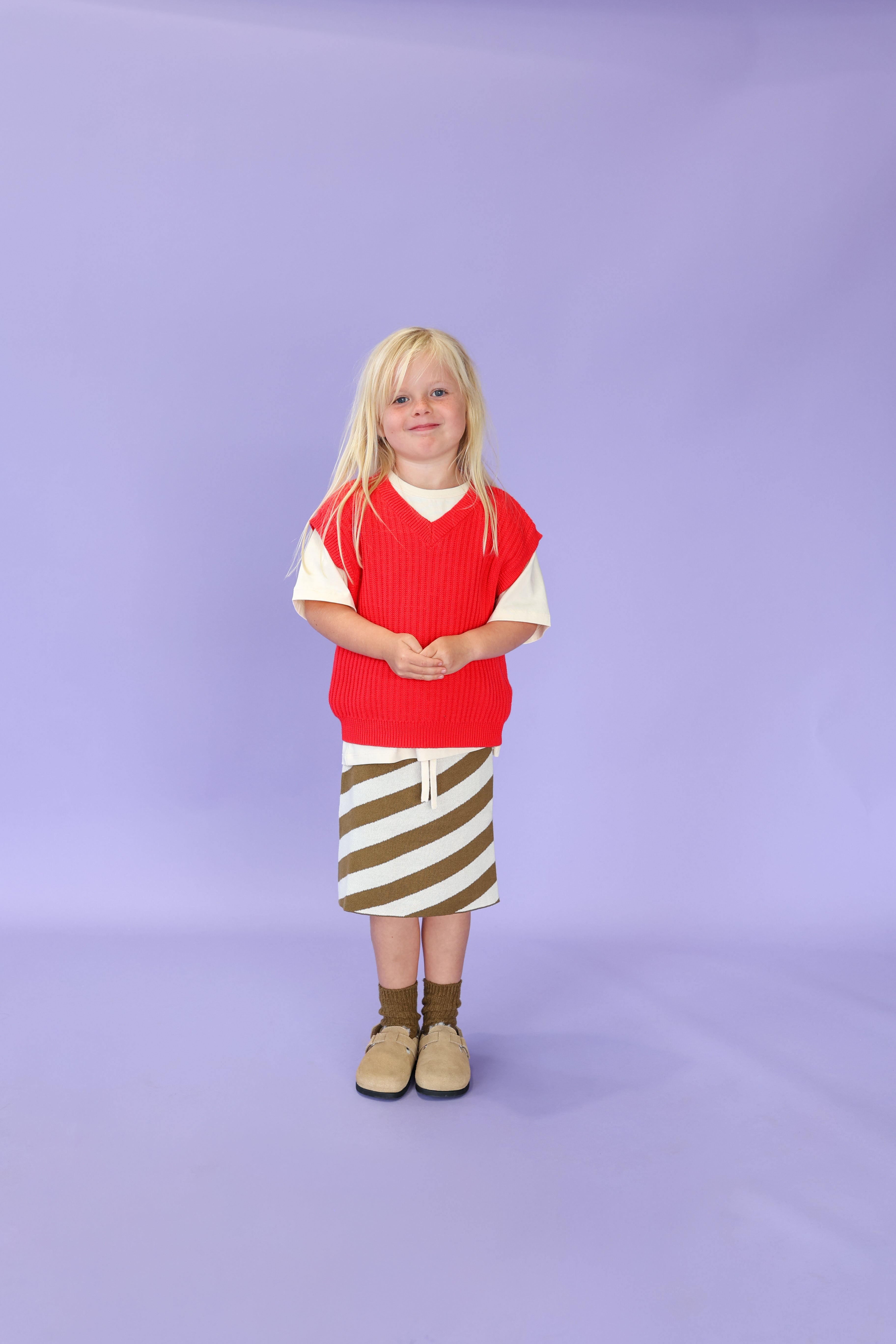 Chunky Rib V-Neck Vest | Flame