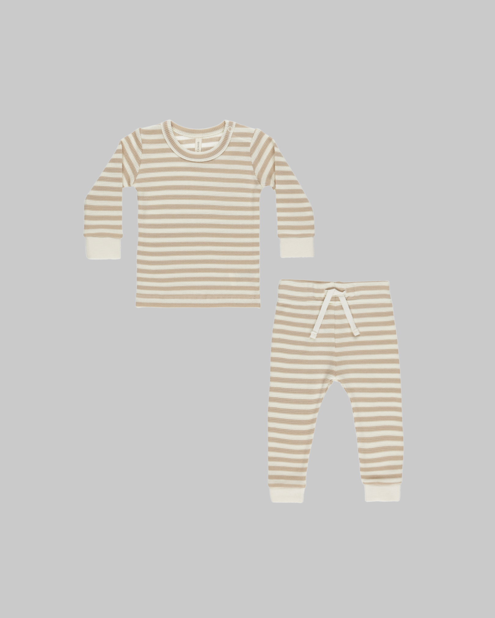 Waffle Top and Pant Set | Oat Stripe