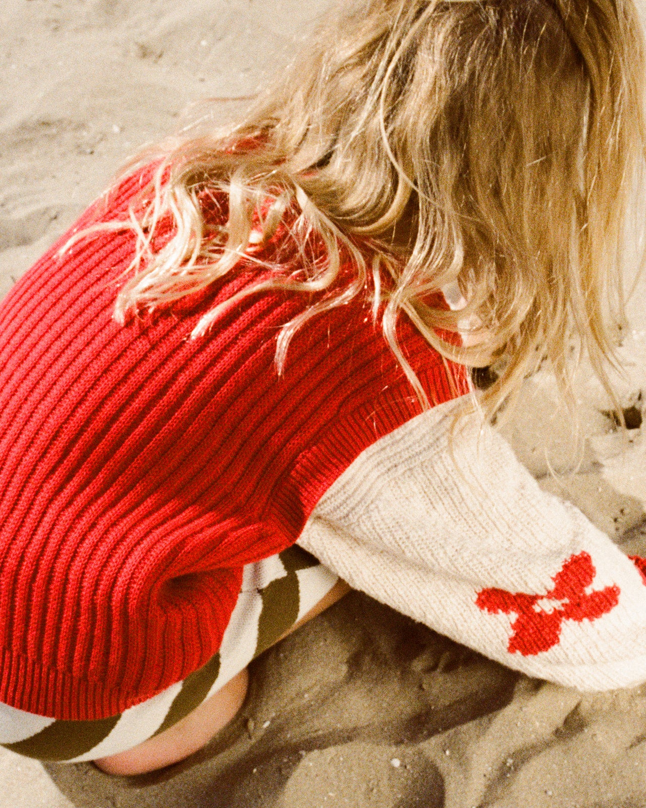 Chunky Rib V-Neck Vest | Flame