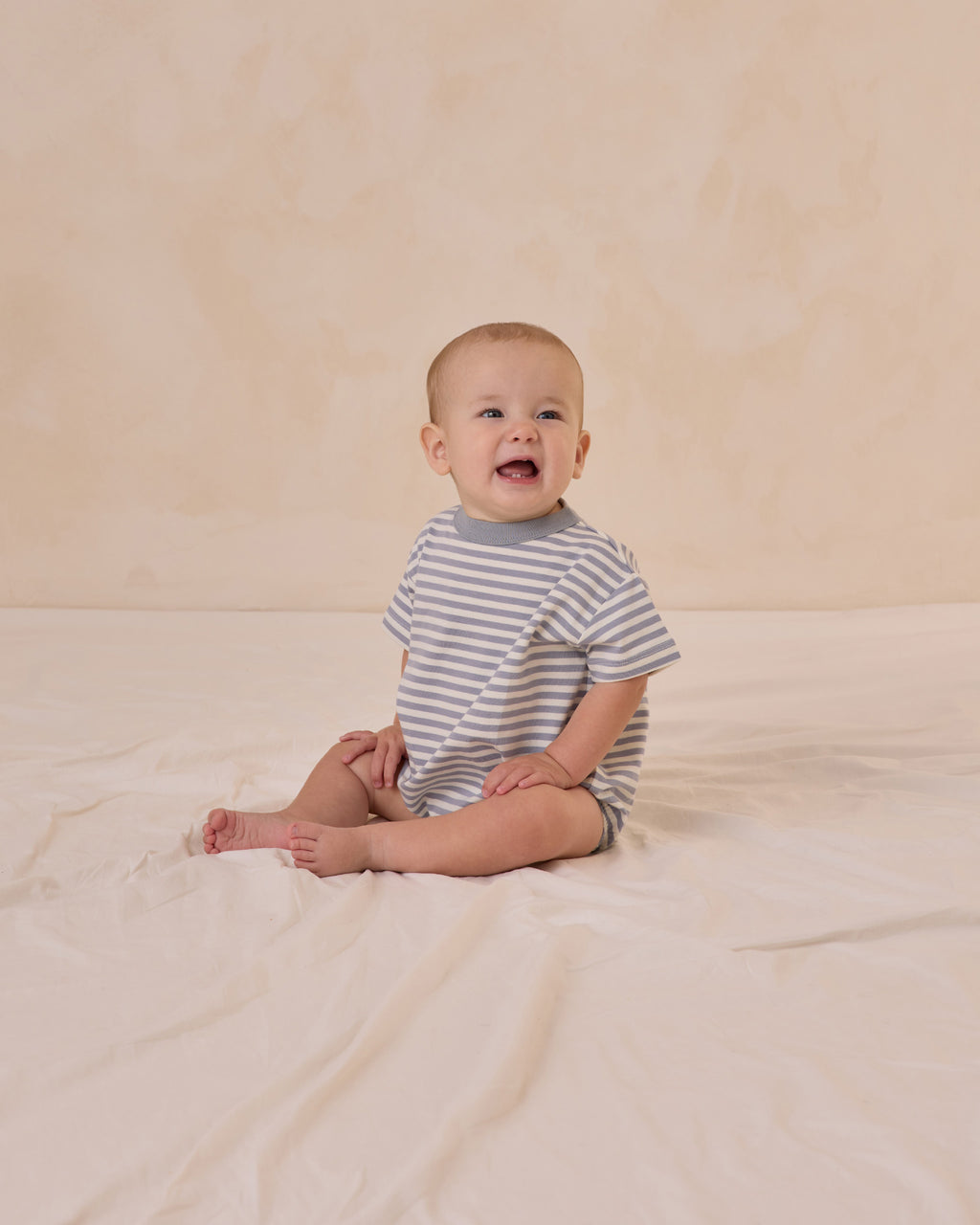 Relaxed Bubble Romper | Blue Stripe