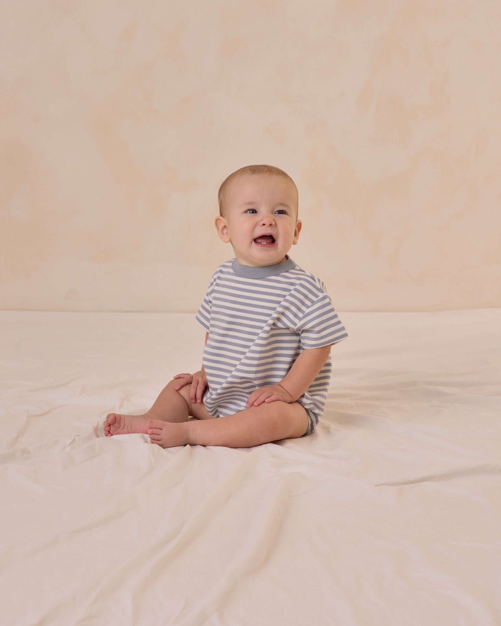 Relaxed Bubble Romper | Blue Stripe