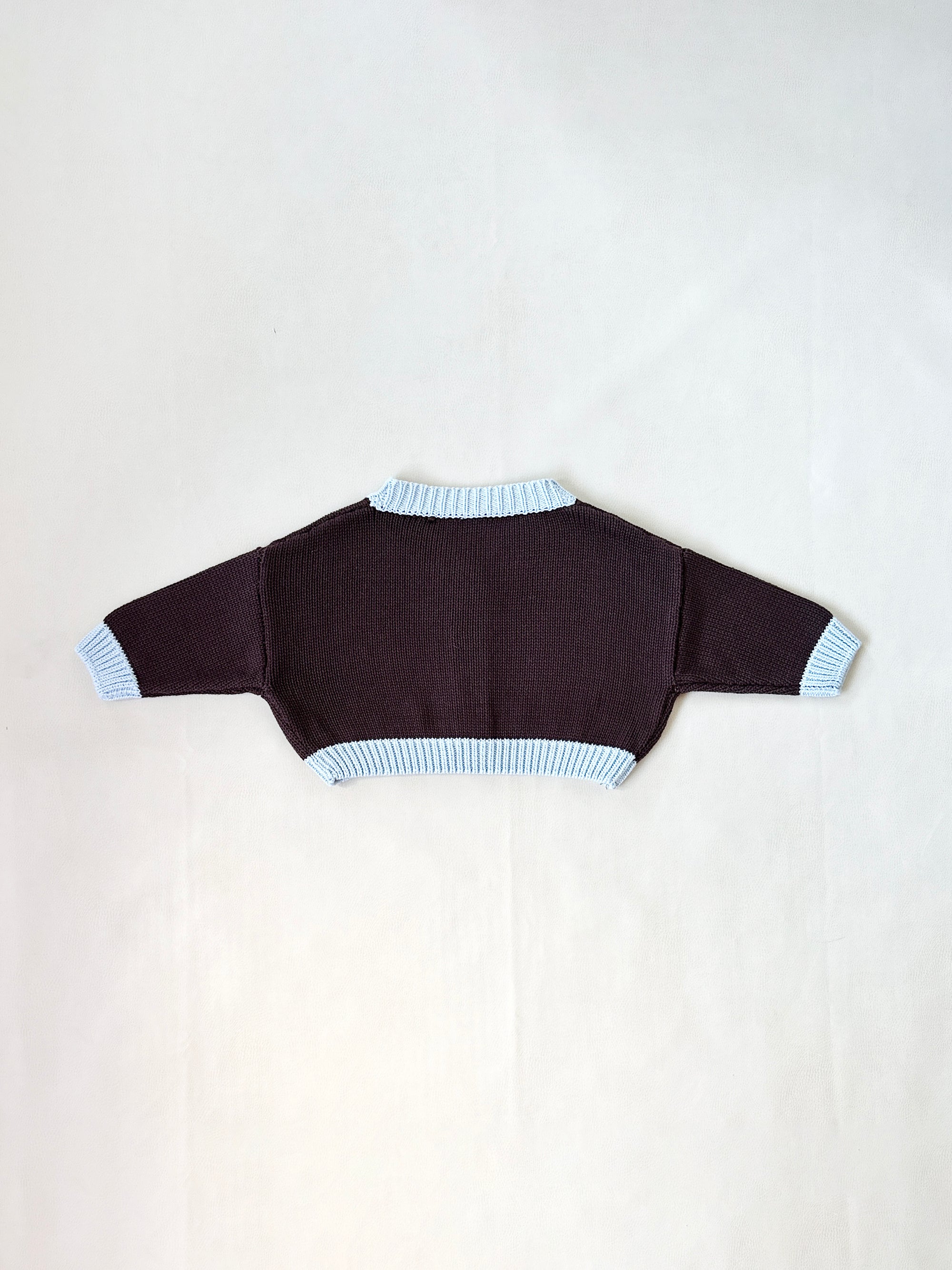Rye Cardigan | Coffee/Sky Blue