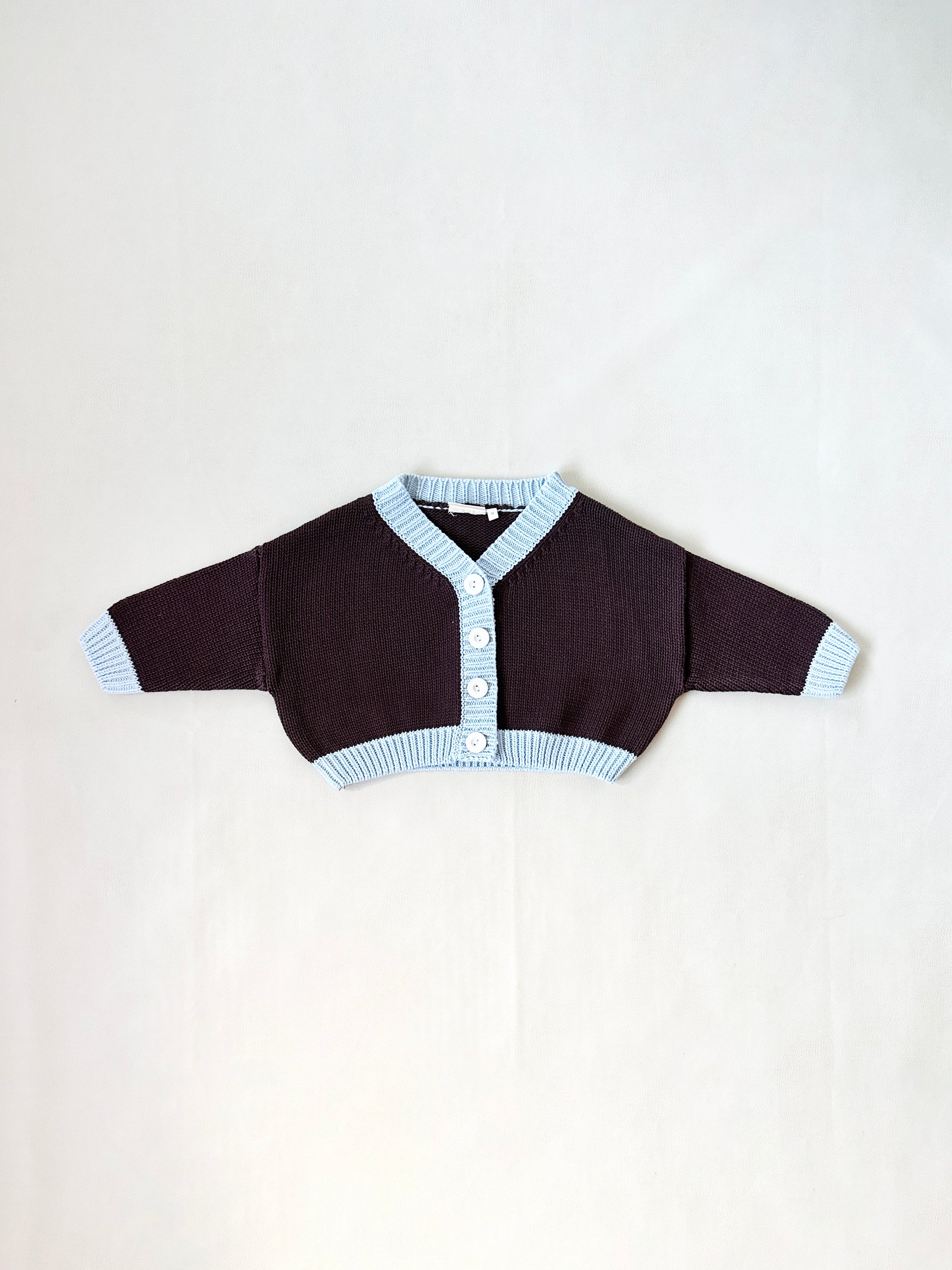 Rye Cardigan | Coffee/Sky Blue