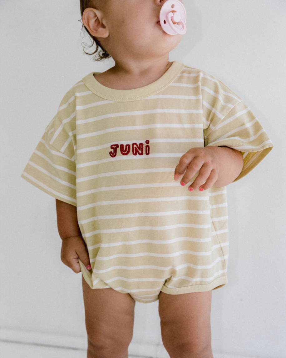 Riley T-Shirt Romper | Butter Stripe