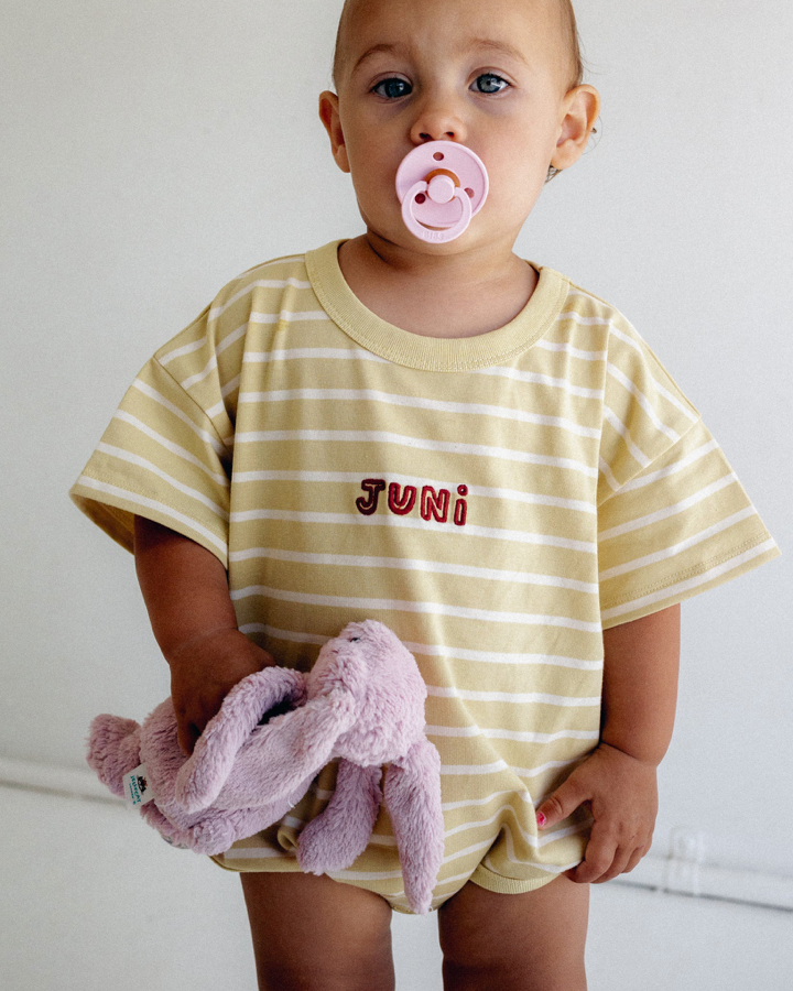 Riley T-Shirt Romper | Butter Stripe