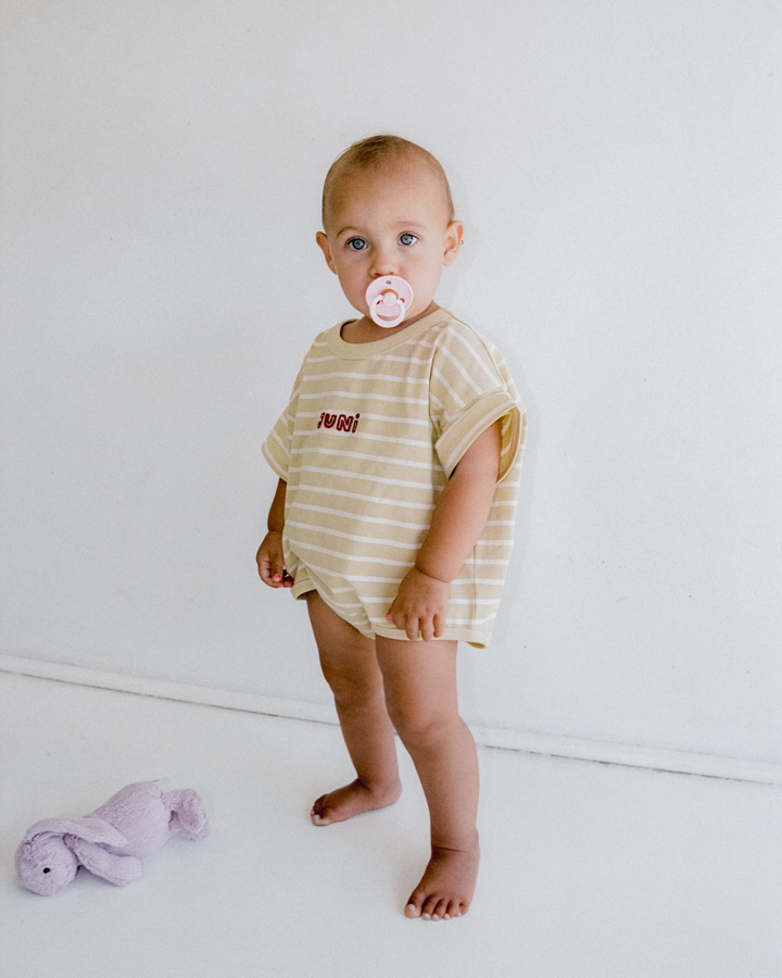 Riley T-Shirt Romper | Butter Stripe