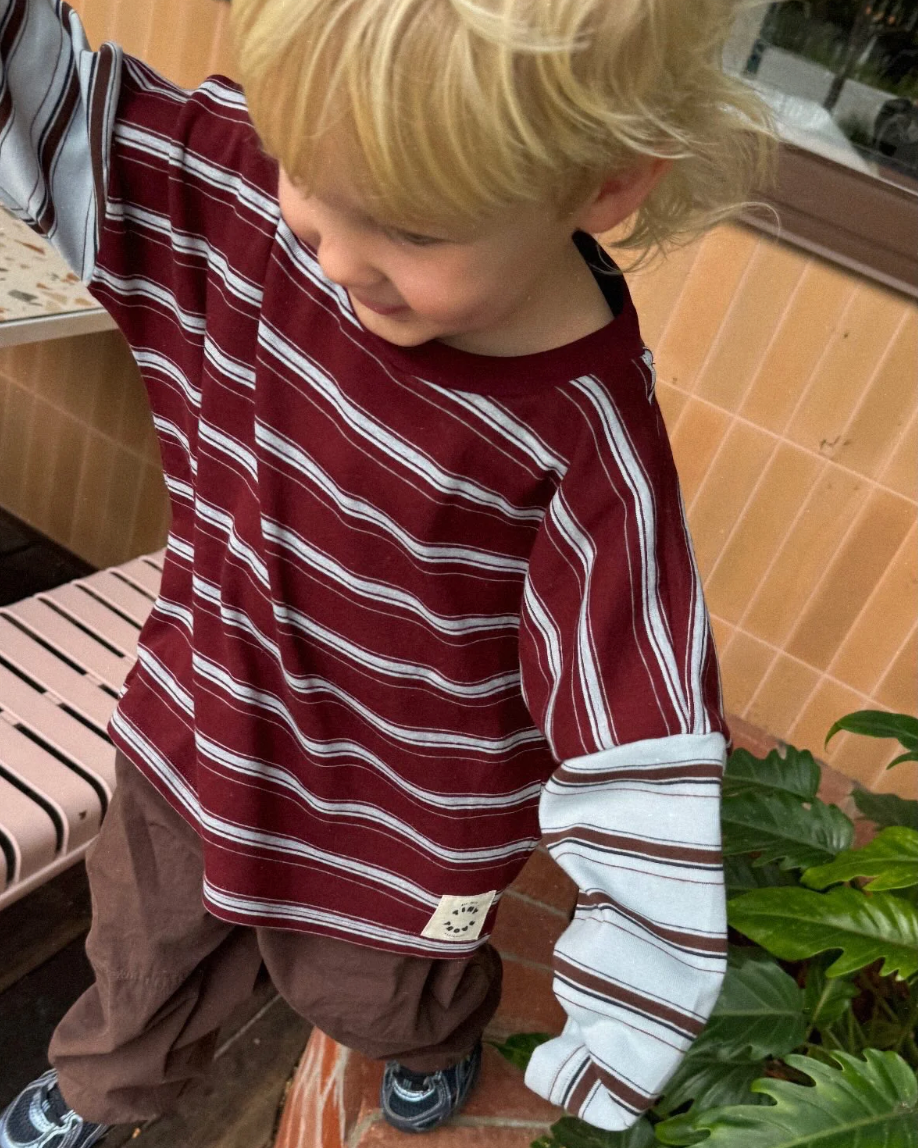 Rowan Stripe Tee | Maroon/Blue