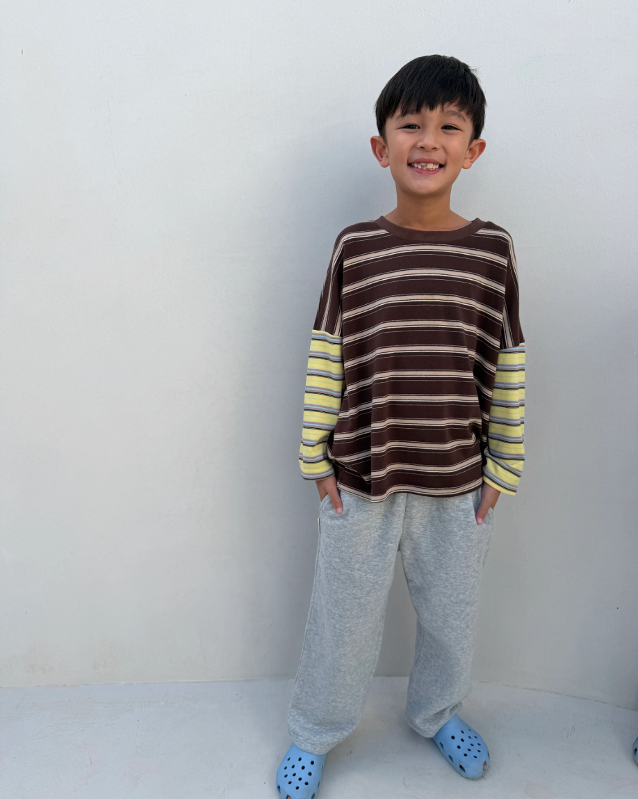 Rowan Stripe Tee | Brown/Yellow