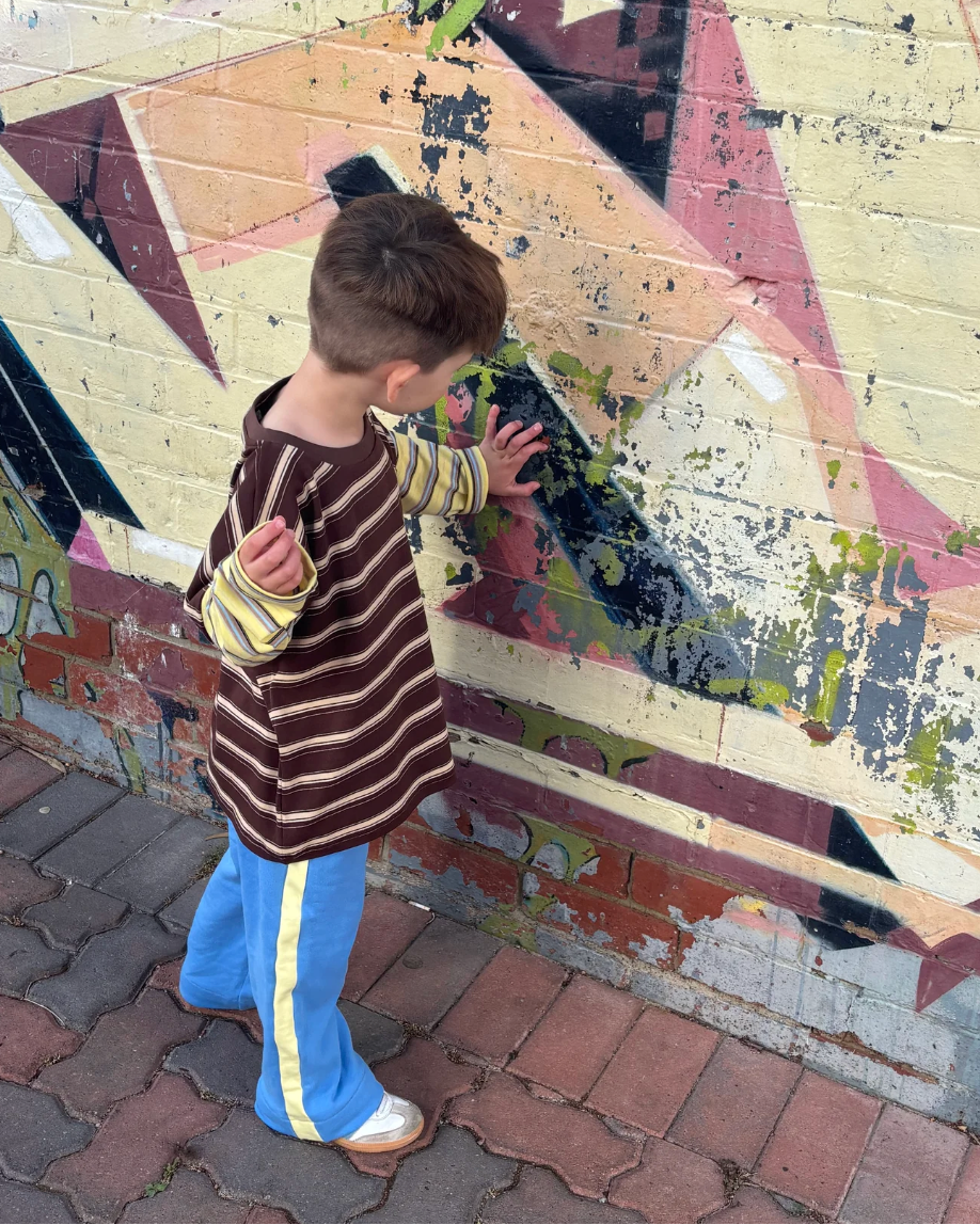 Rowan Stripe Tee | Brown/Yellow