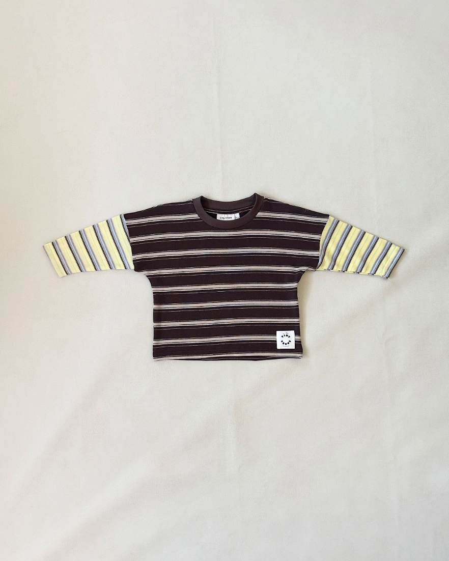 Rowan Stripe Tee | Brown/Yellow