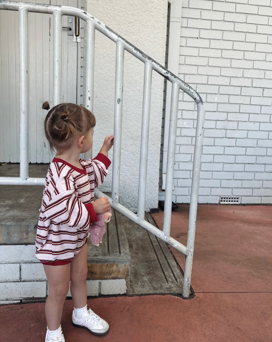Mattie Stripe Bodysuit | Pink/Red