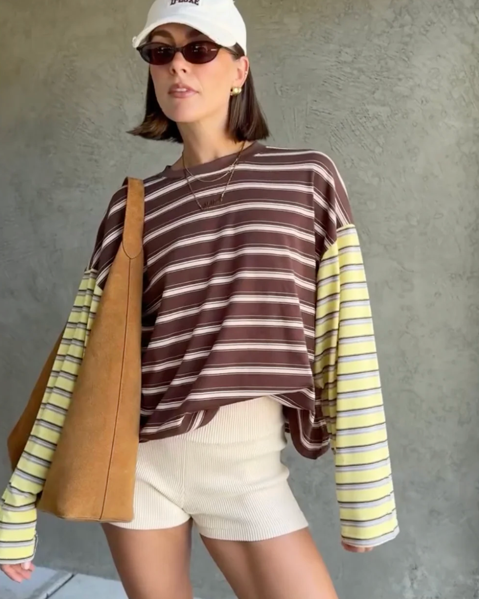 Kennedy Stripe Tee | Brown/Yellow