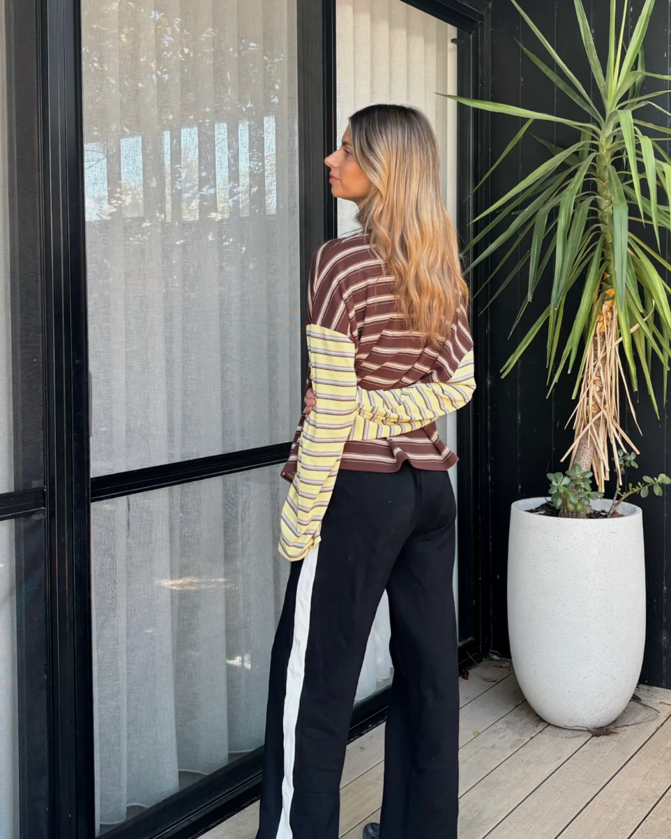 Kennedy Stripe Tee | Brown/Yellow