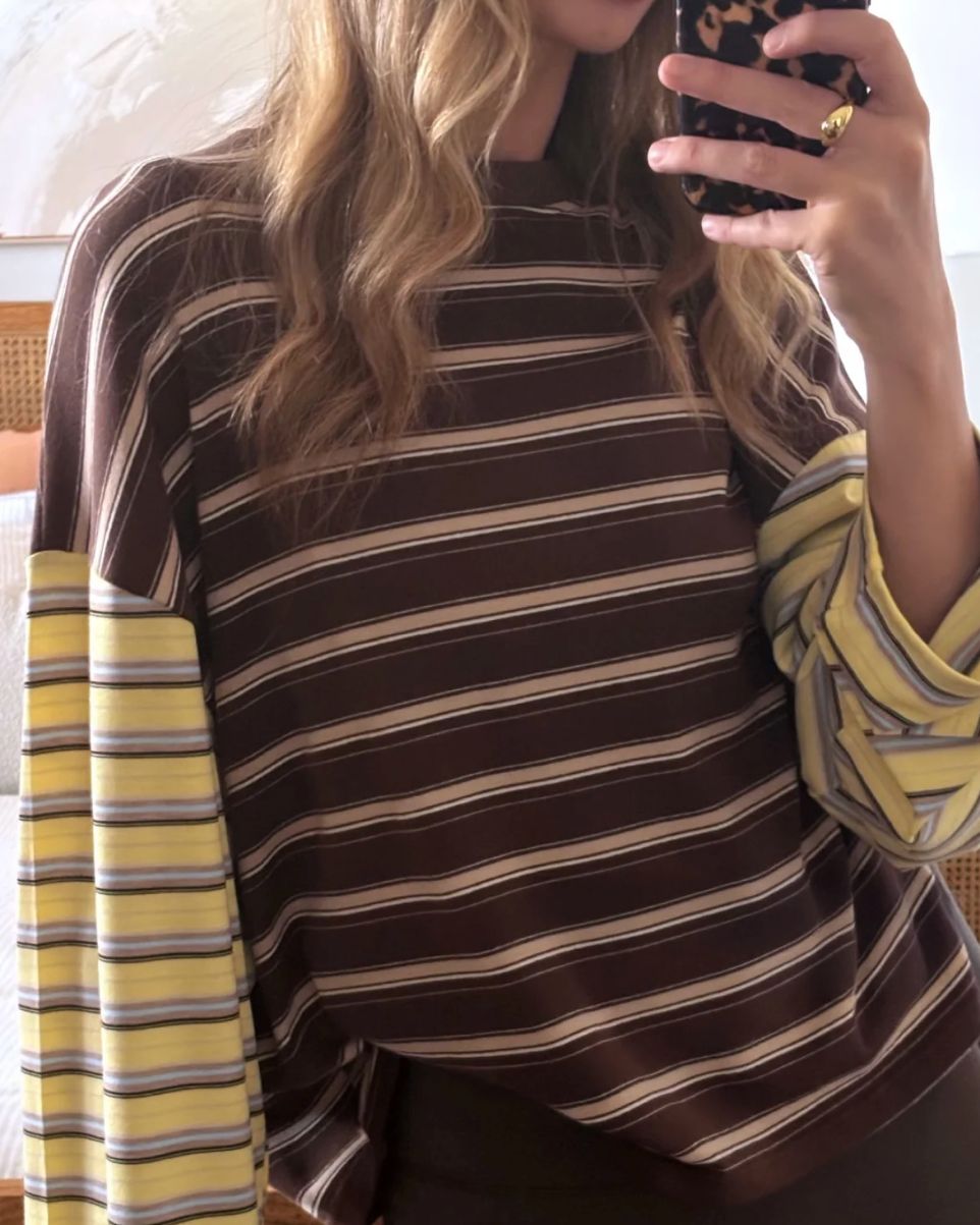Kennedy Stripe Tee | Brown/Yellow