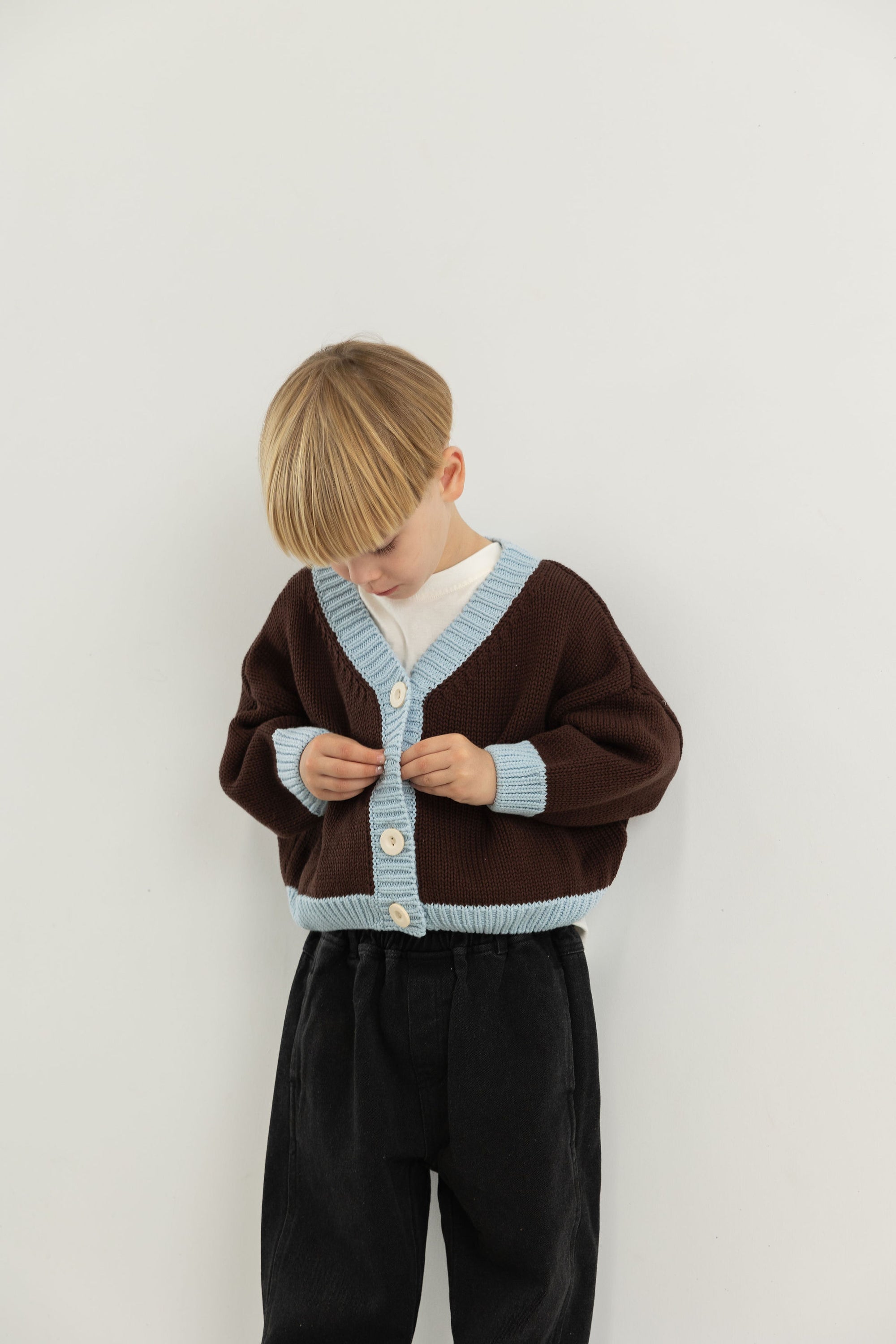 Rye Cardigan | Coffee/Sky Blue