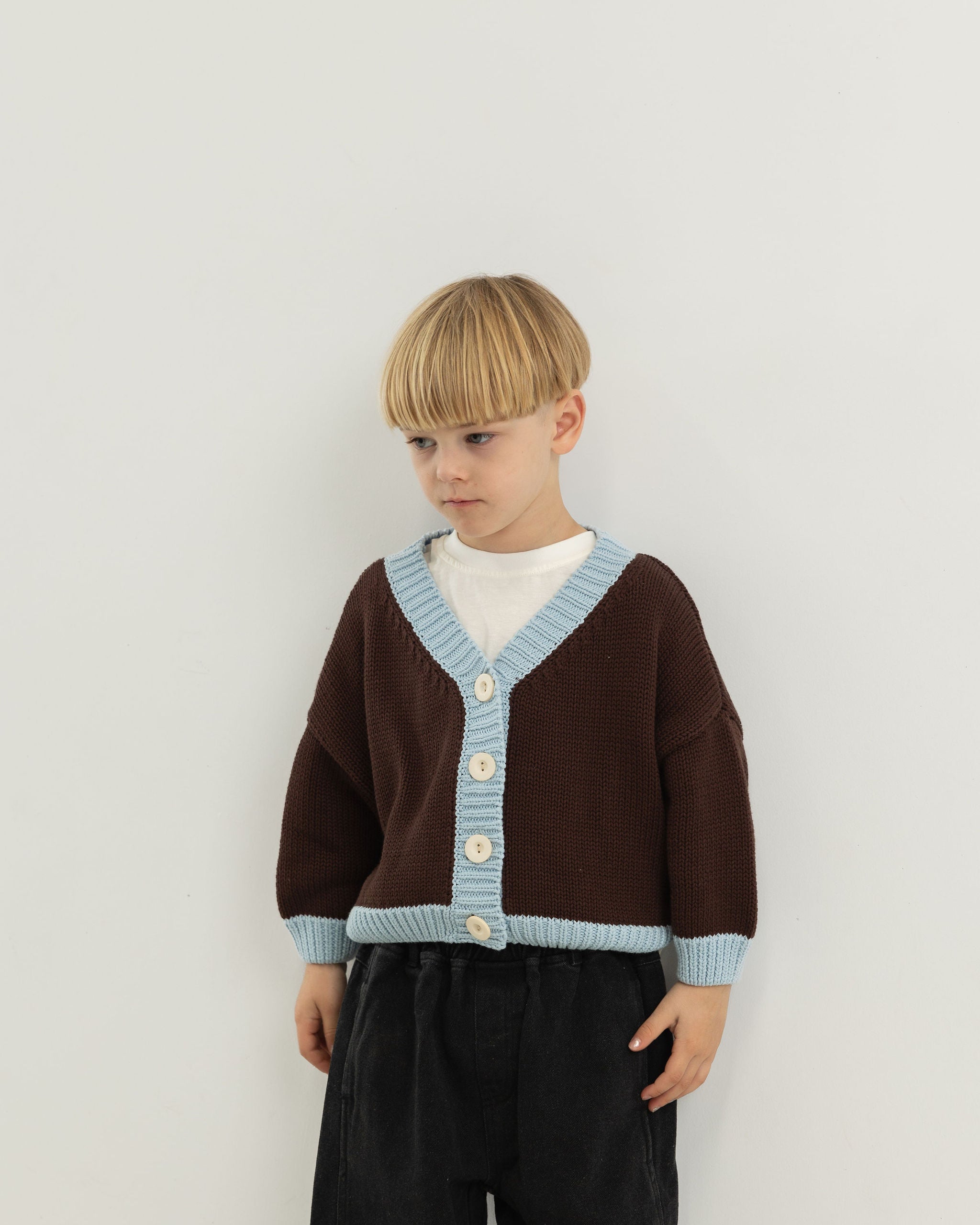 Rye Cardigan | Coffee/Sky Blue