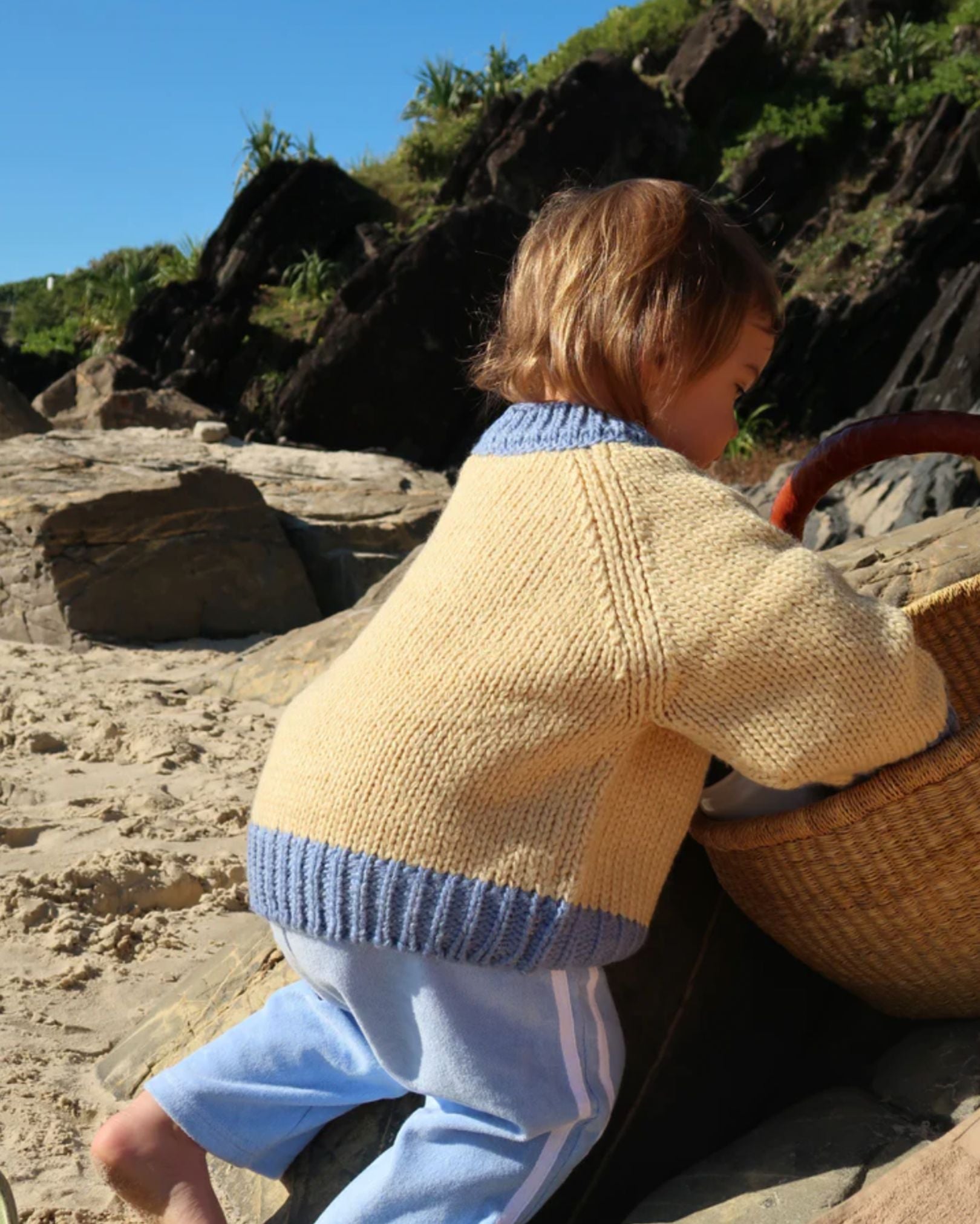 Willa Contrast Knit Jumper | Cream/Blue