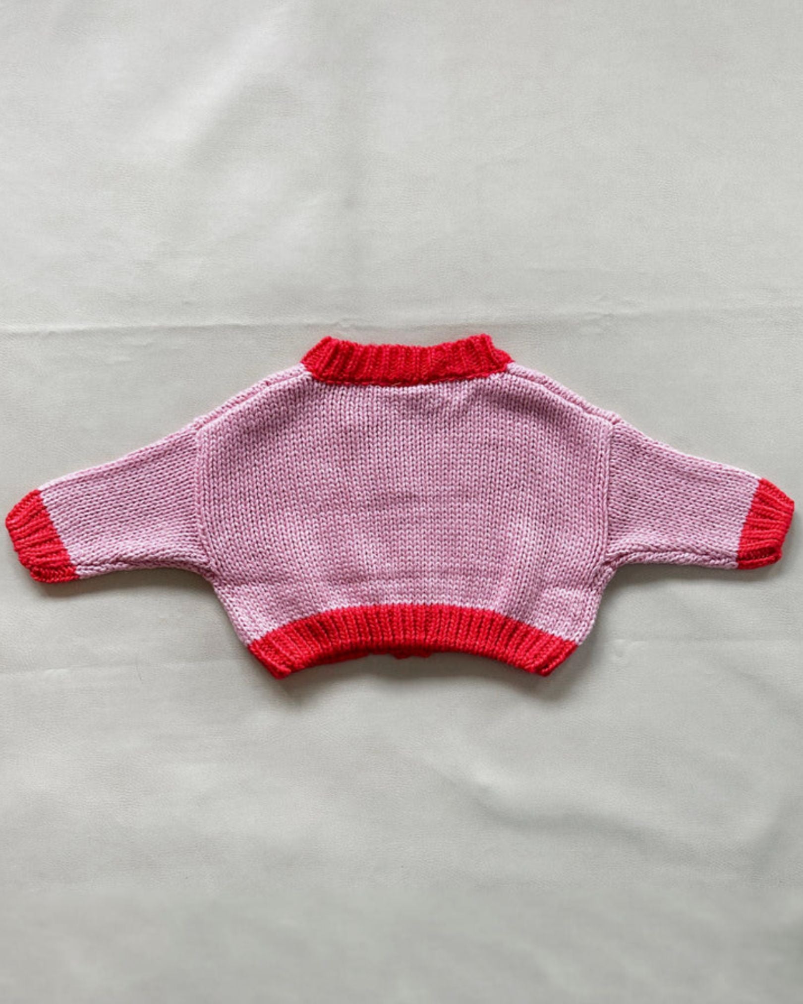 Zuri contrast knit cardigan - pink/red