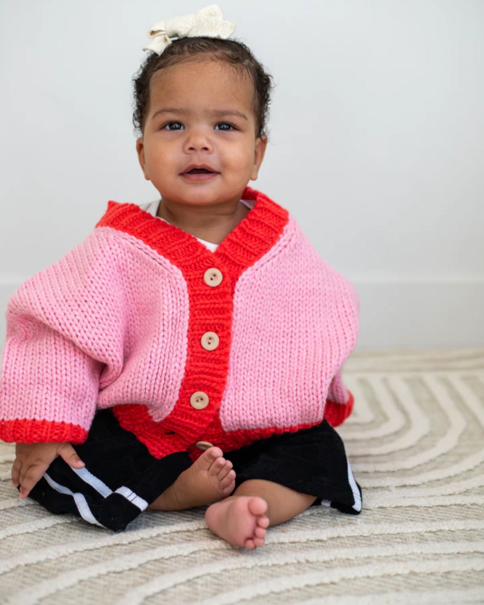 Zuri contrast knit cardigan - pink/red